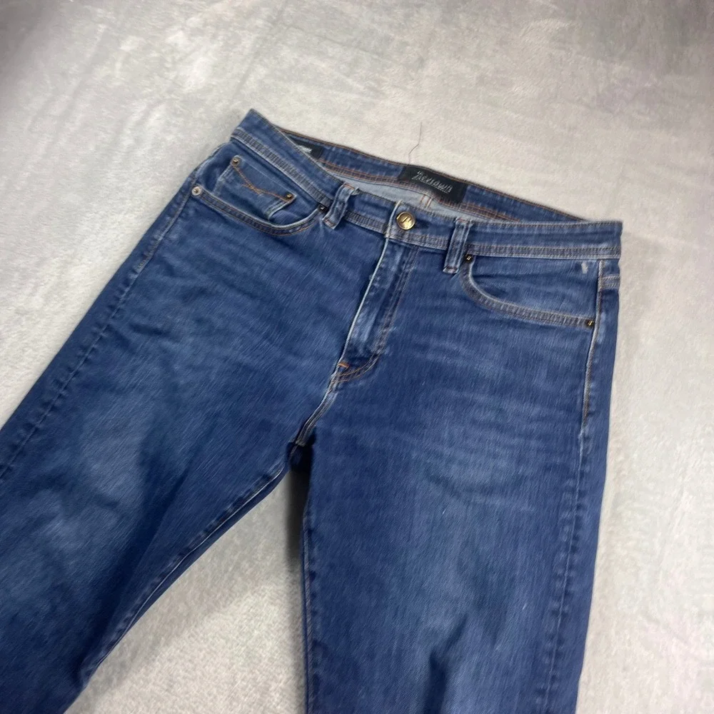 Revtown Automatic Mens Jeans 34x30 Blue Dark Wash Stretch Denim Straight Leg